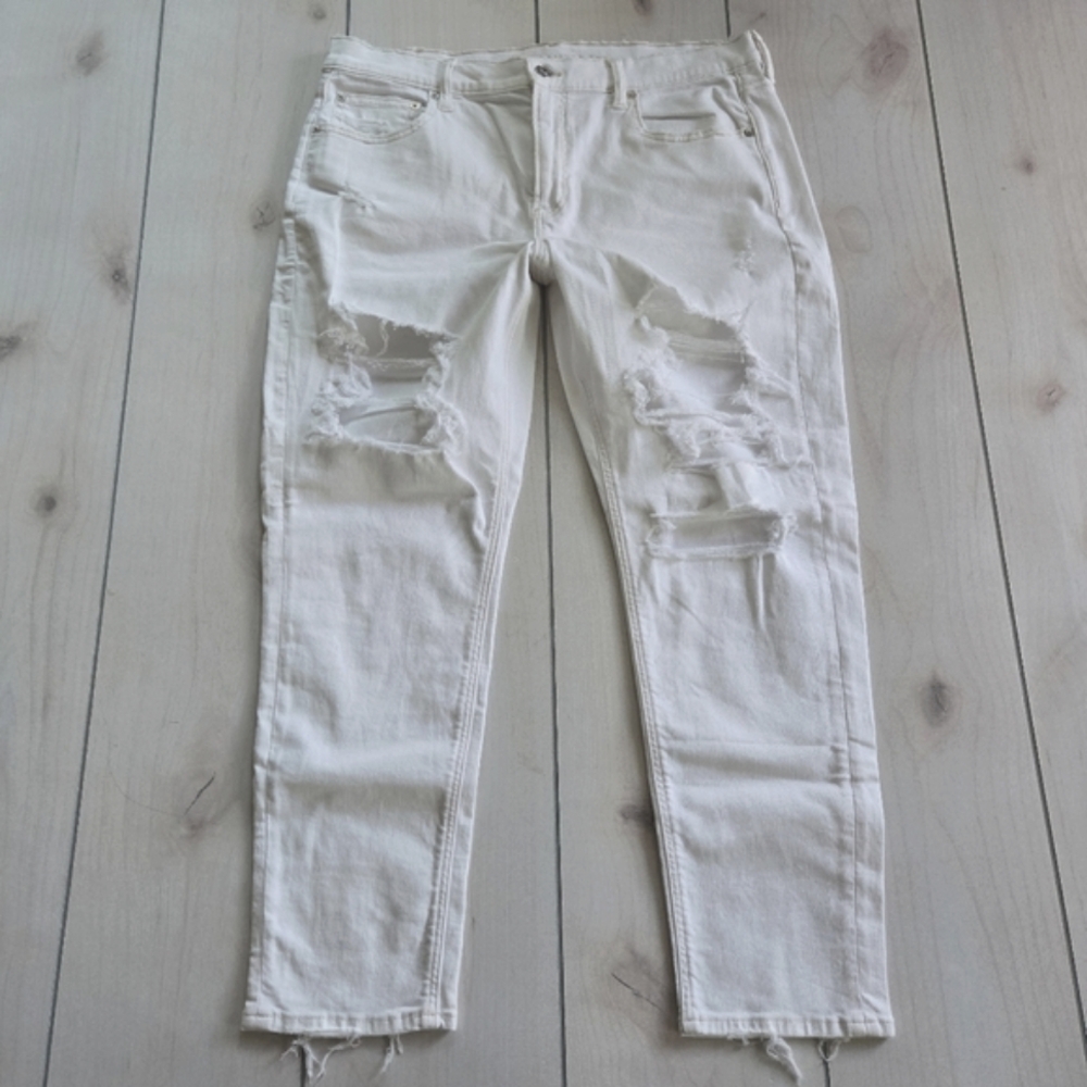 AEO 90's Skinny Jeans White Distressed with Stretch - Picture 2 of 16